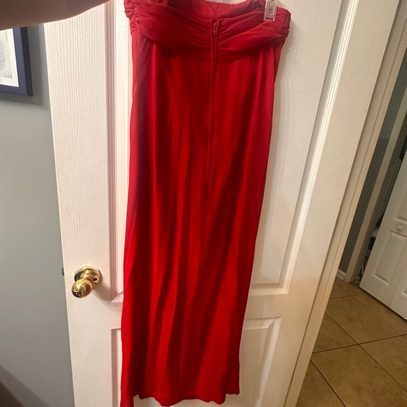 90s VINTAGE SUSAN ROSELLI FOR VIJACK RED TUBE TOP SLIT DRESS FORMAL PARTY - Picture 8 of 9